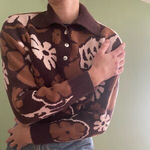 Cropped patterned sweater